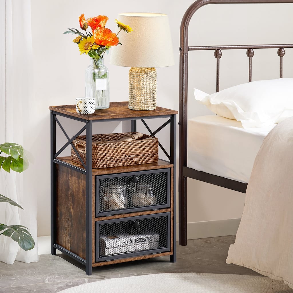Nightstand, End Side Table with Storage Space and Door,Modern Nightstands for Living Room,Bedroom