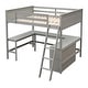 preview thumbnail 7 of 55, Full Size Wooden Loft Bed with Desk and Shelves, Space-Saving Design