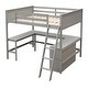 preview thumbnail 11 of 12, Full size Loft Bed with Shelves and Desk, Wooden Loft Bed with Desk - Espresso