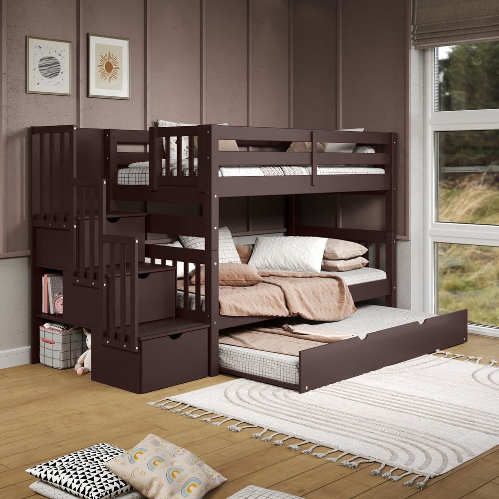Taylor & Olive Trillium Twin over Twin Stairway Bunk Bed, Twin Trundle