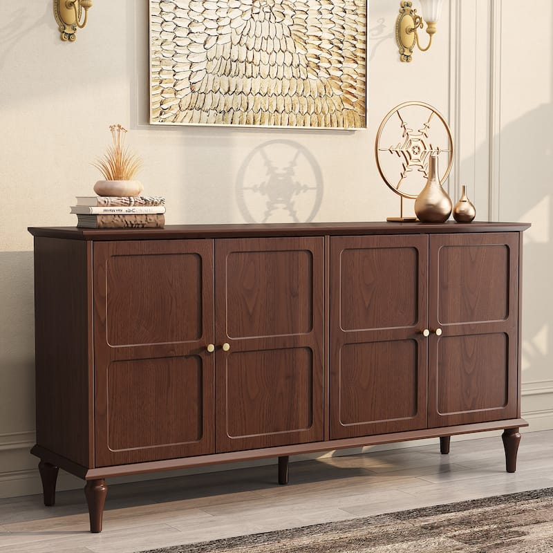 58" Mid-Century 4-Door Cabinet