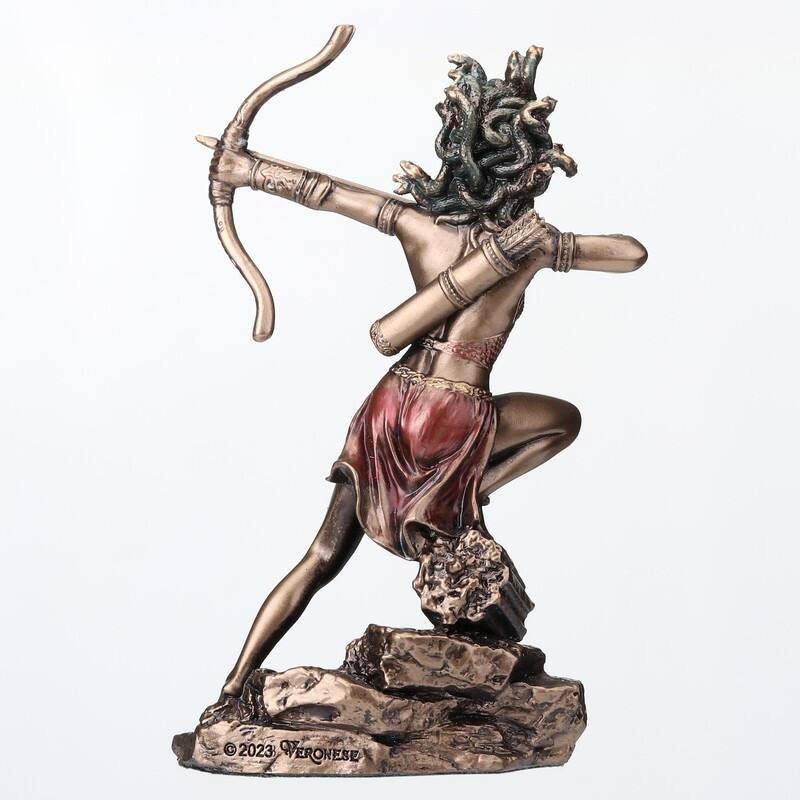 4.53 inches Height Polyresin Medusa the Gorgon Drawing Bow and Arrow Bronze Finish Figurine