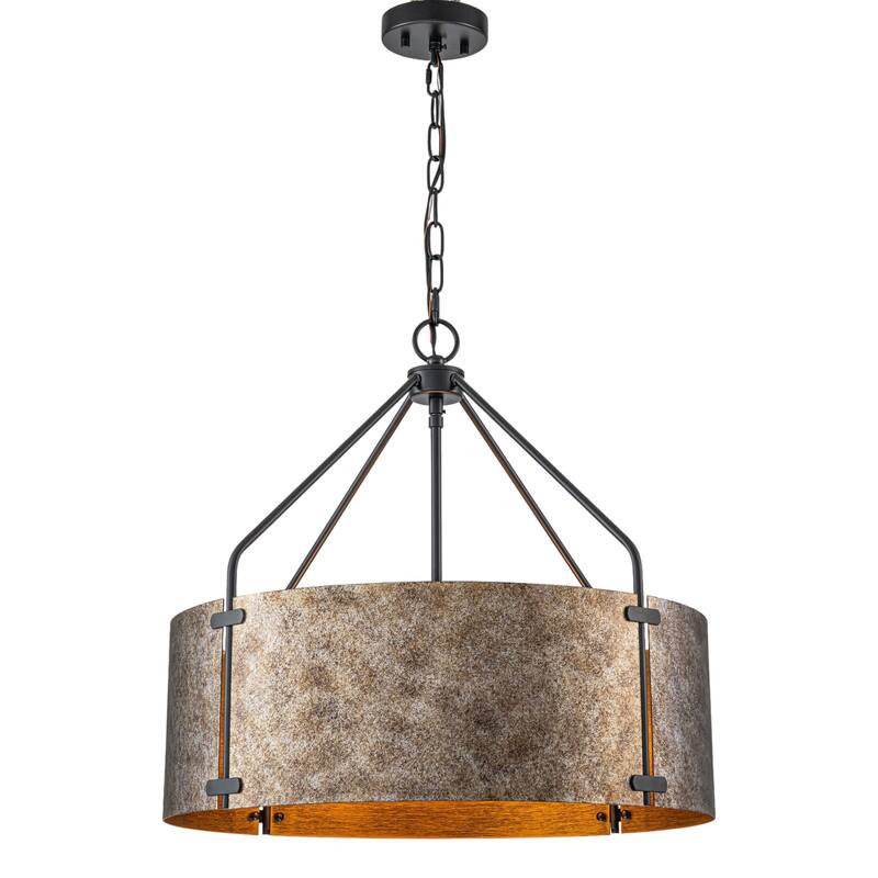 4-Light Modern Industrial Drum Pendant Light with Bronze Finish - W22.05"