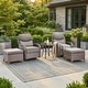 preview thumbnail 76 of 189, Pocassy Outdoor Wicker Sofa with Swivel Chair Fire Pit Table Furniture Set. Brown Wicker & Gray Cushion - 5 Pieces Swivel Chair Table with Ottoman Set