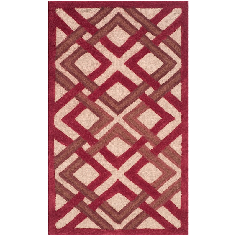 Martha Stewart by SAFAVIEH Handmade Woven Lattice Wool Rug - 3' x 5' - Ivory/Red