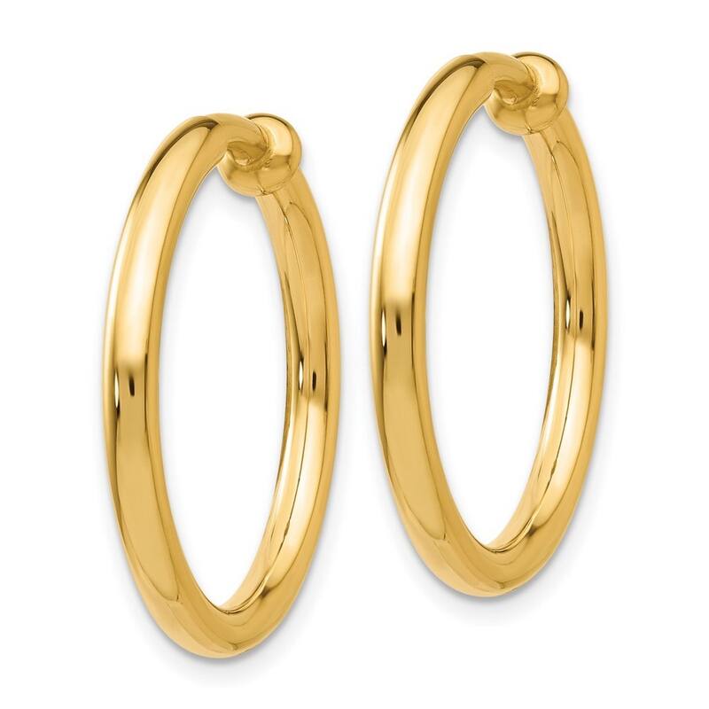 Curata 14k Yellow Gold Polished Non Pierced Hoops Earrings - 25x25mm