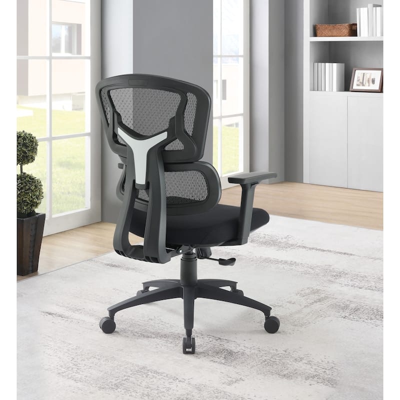 Black Mesh Managers Chair with Fabric Seat