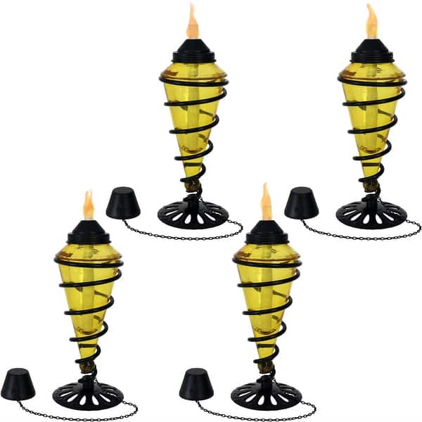 Sunnydaze Yellow Gl Outdoor Tabletop Torches With Outdoor Tabletop Torches