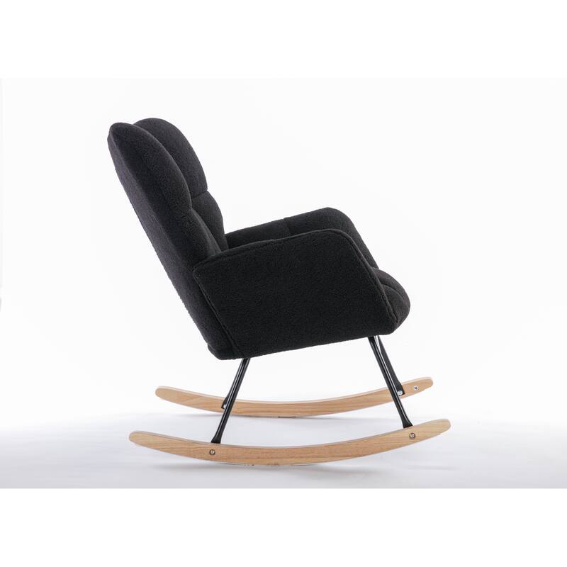 Teddy Fabric Rocking Glider Chair with Wooden Frame and 250lb Weight Capacity
