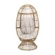 preview thumbnail 12 of 11, Pintan Outdoor Wicker Swivel Egg Chair by Christopher Knight Home Light Brown + Beige Cushion