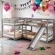 preview thumbnail 2 of 11, Full and Twin Modern Design Size L-Shaped Bunk Bed with Slide and Short Ladder,4 Beds in 1 L-Shaped Bunk Bed,White