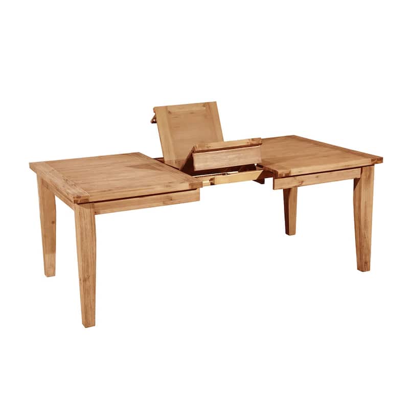 Dining Table, 60-78 Inch Extendable Top, Natural Brown Acacia Wood