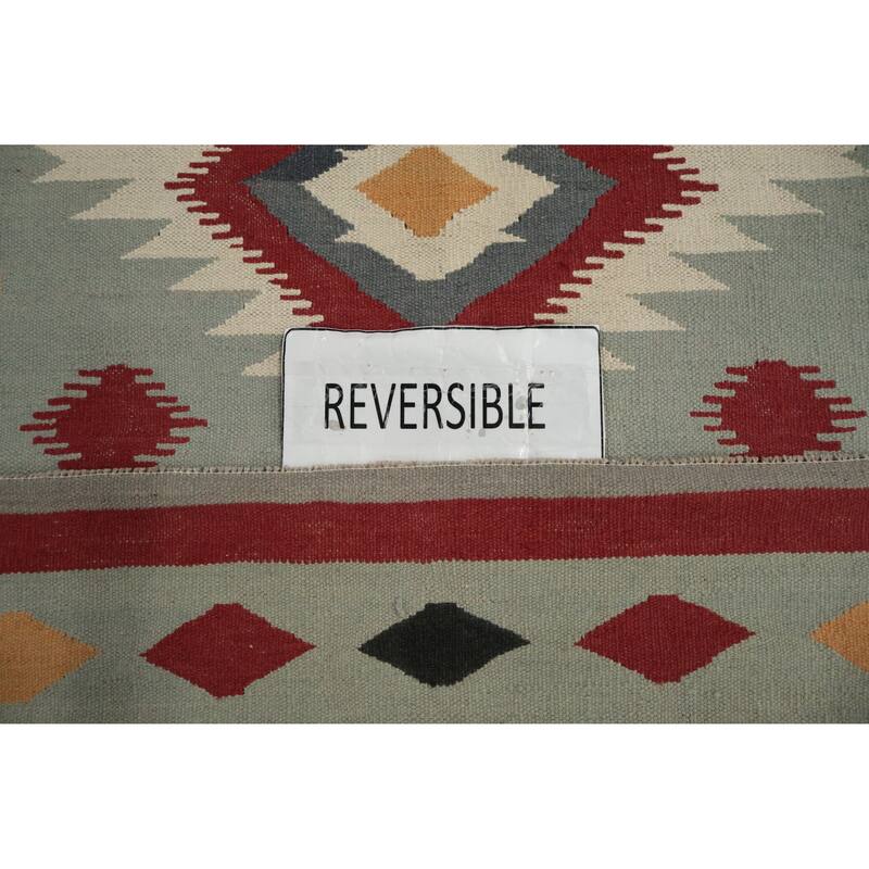 Hand Woven Oriental 100% Wool Carpet Southwestern Tribal Greys & Charcoal Kilim Area Rug - 10' 3'' X 8' 5''