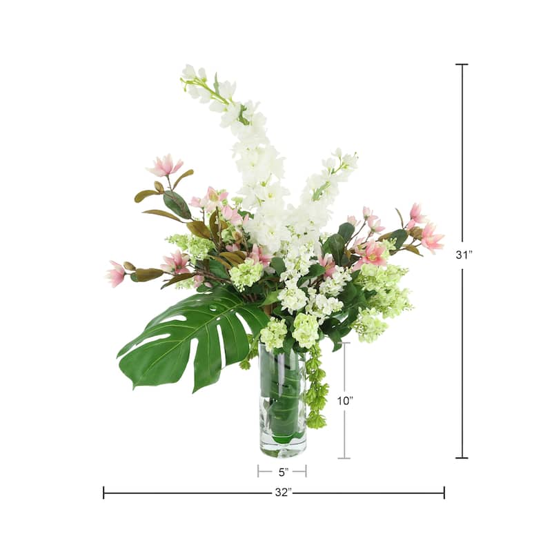 Delphinium, Magnolia and Lilac Arrangement - 31