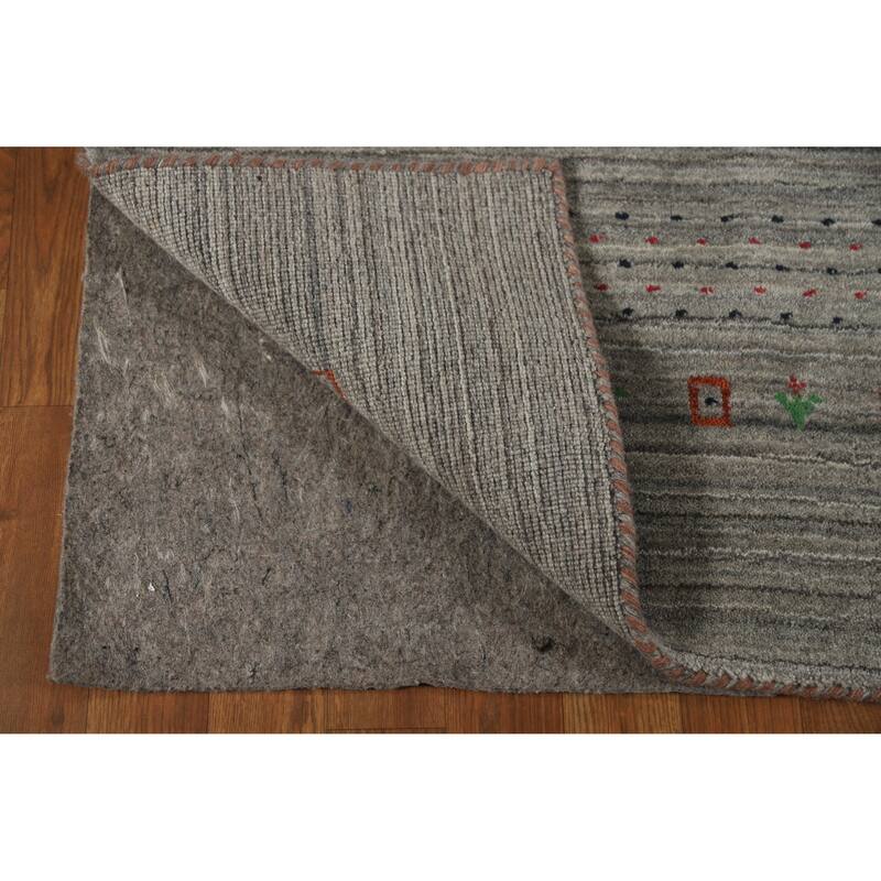 Hand Knotted Oriental 100% Wool Carpet Tribal Animal Pictorial Greys & Charcoal Gabbeh Area Rug - 7' 9'' X 5' 1''