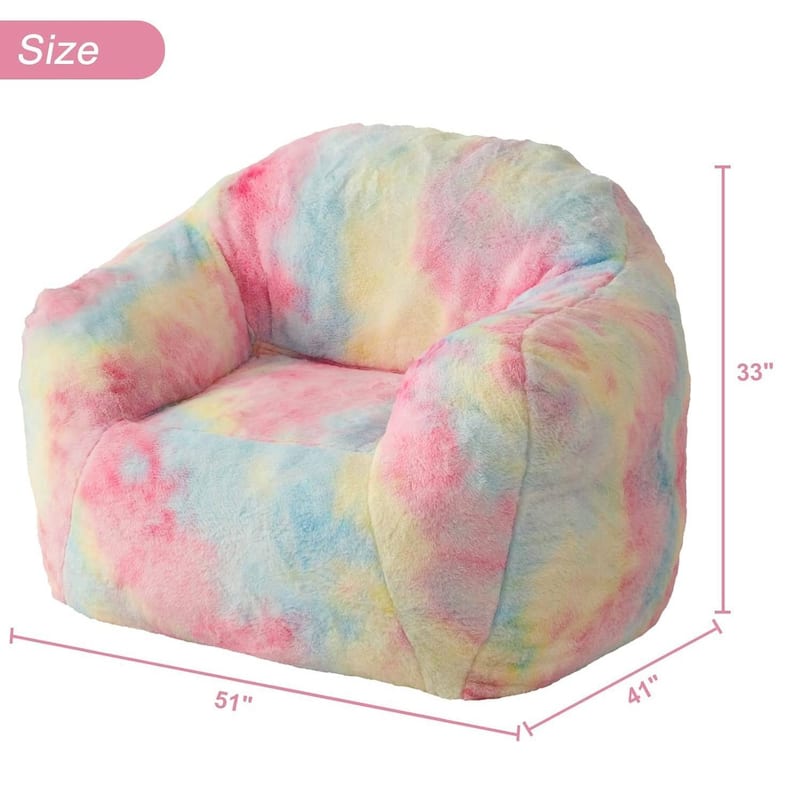 Faux Fur Bean Bag Chair Cozy Sofa Gaming Reading in Living Room, Pink