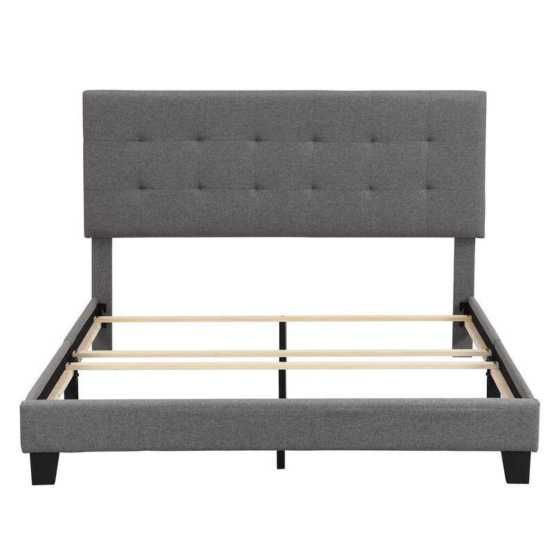 Queen Bed Frame, Queen Size Upholstered Platform Bed with Tufted