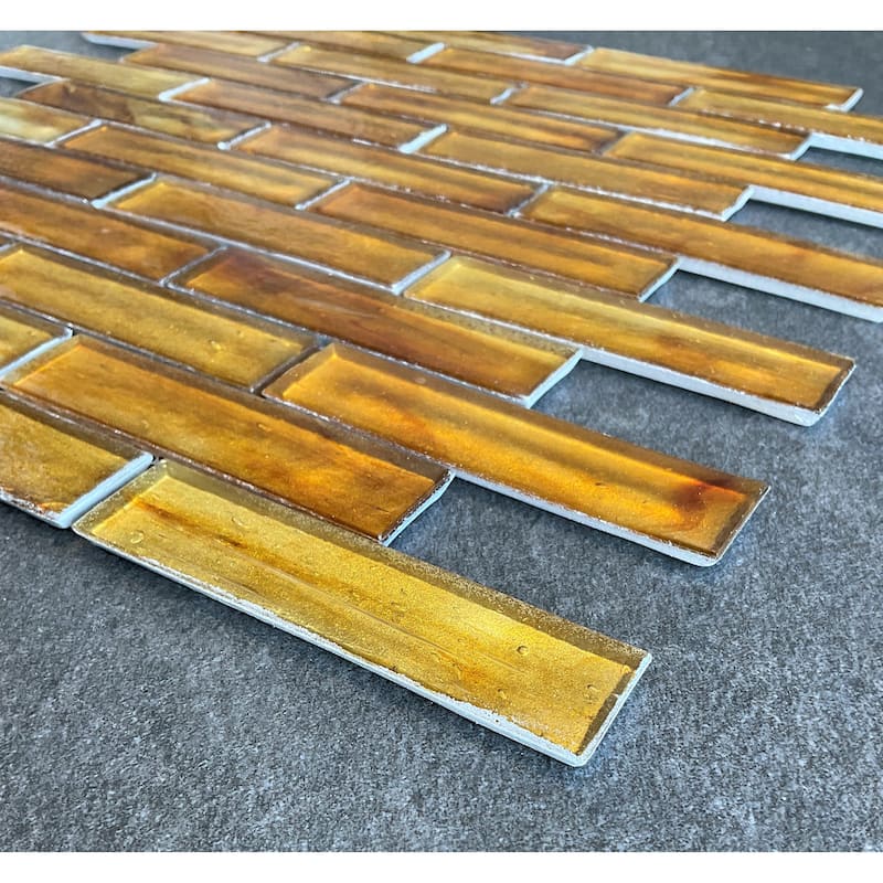 1 x 4 Brick Iridescent Glass Mosaic Wall Tiles