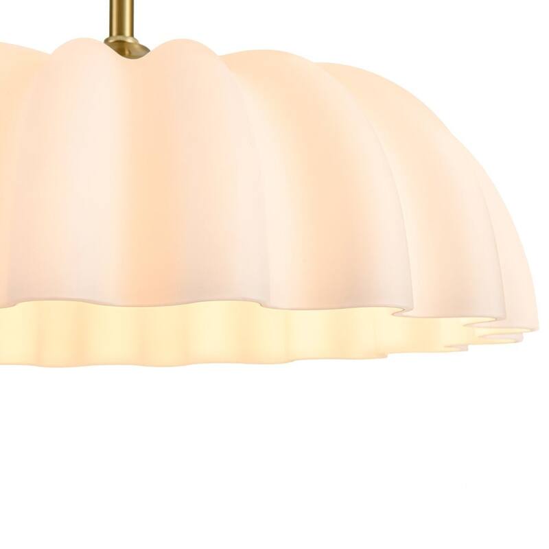 Chic Modern 1-Light Shell Scalloped Glass Single Pendant - 15.7 in