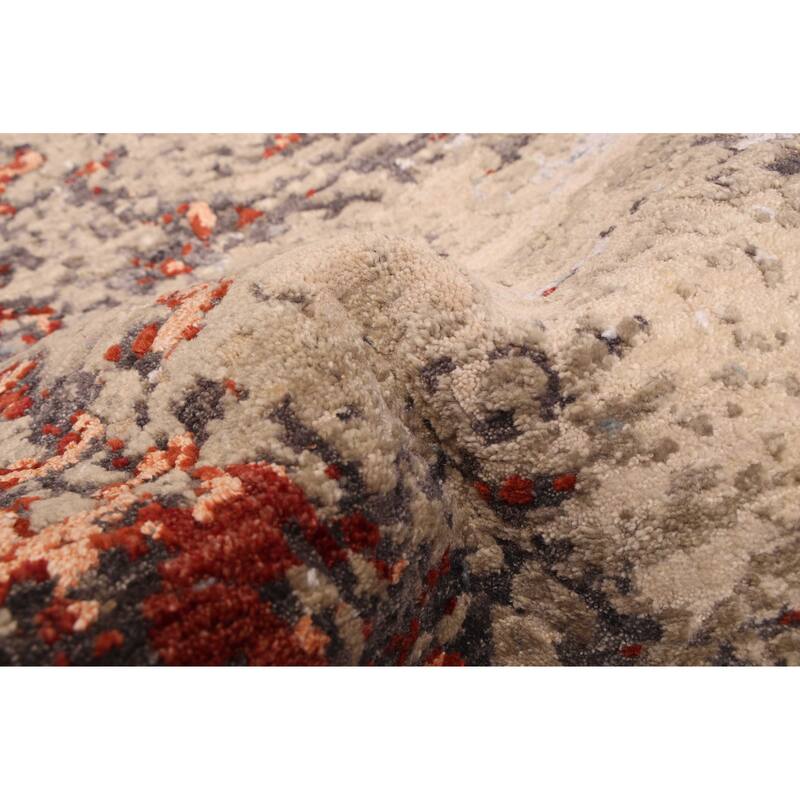 ECARPETGALLERY Hand-knotted Legacy Beige Silk, Wool Rug - 2'6 x 12'8