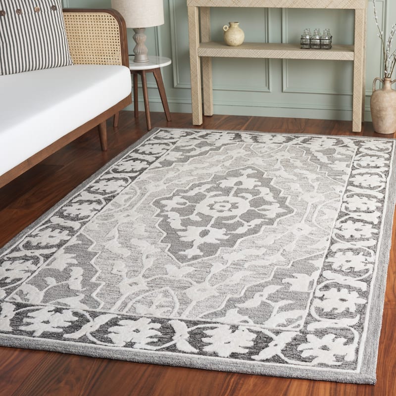 SAFAVIEH Handmade Metro Ivancea Wool Rug - Grey/Ivory - 6' x 9'