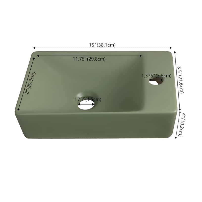 Felix Modern Wall Mounted Rectangular Ceramic Mini Sink, By JONATHAN Y