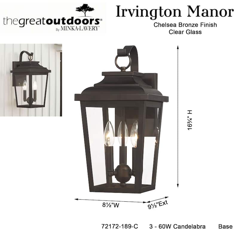 The Great Outdoors 72172-C Irvington Manor 3 Light 17" Tall Outdoor