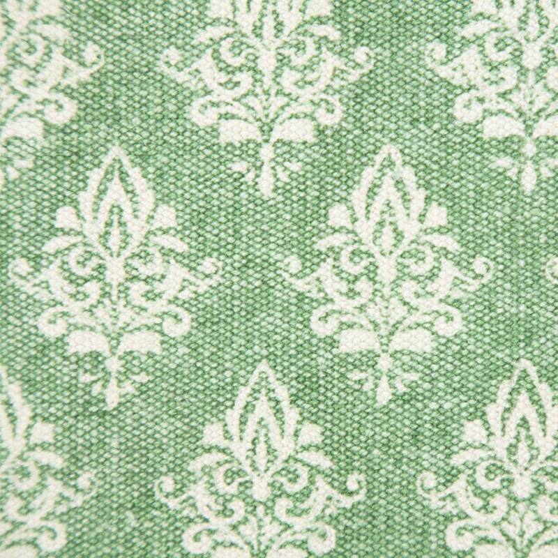 20" Green and White Floral Pattern Square Throw Pillow