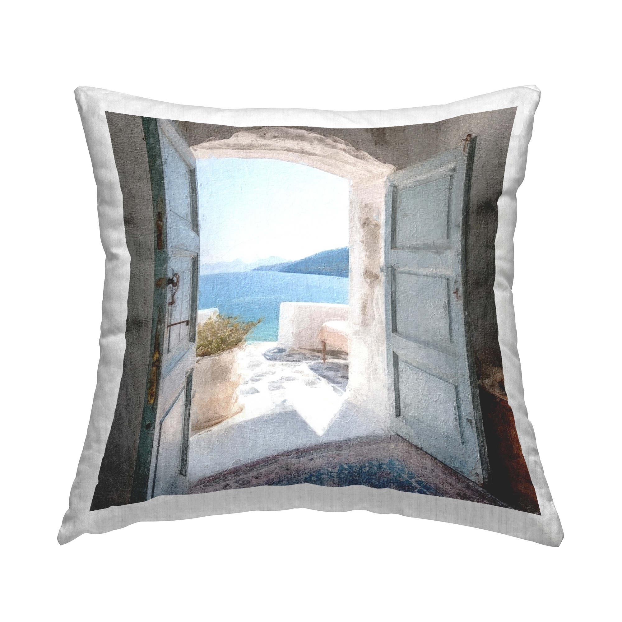 Stupell Mediterranean Beach View Printed Throw Pillow by LSR Design Studio