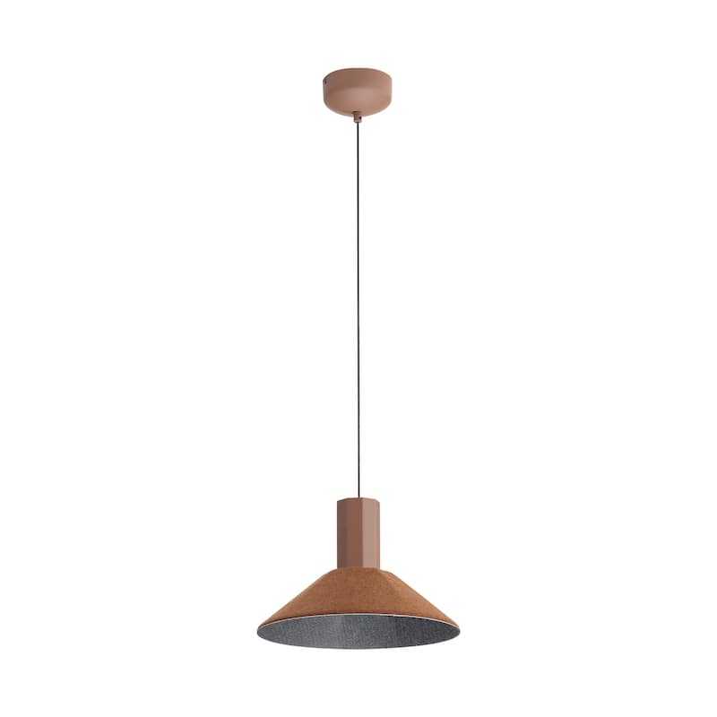 Golden Lighting Faroe 13in Integrated LED Pendant in Coffee/Black Felt - Brown