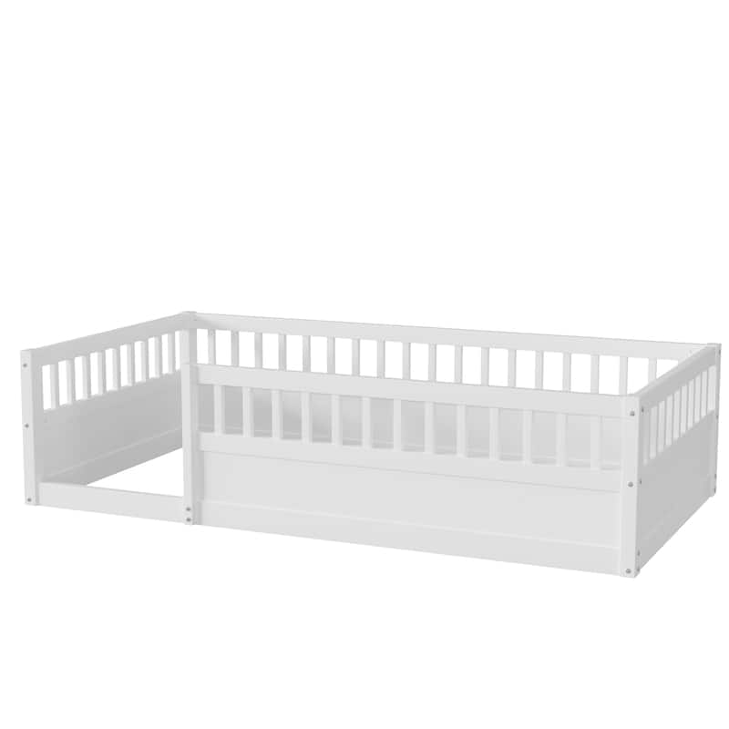 Montessori Floor Bed Frame with Safety Fence