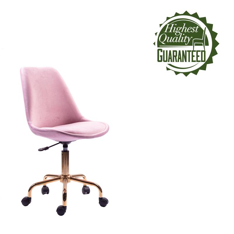 Porthos Home Ally Velvet Office Chair Gold Chrome Legs Gaslift Seat