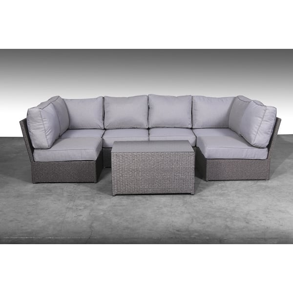 7 Piece Rattan Sectional Seating Group with Cushions Bed Bath & Beyond 34183593