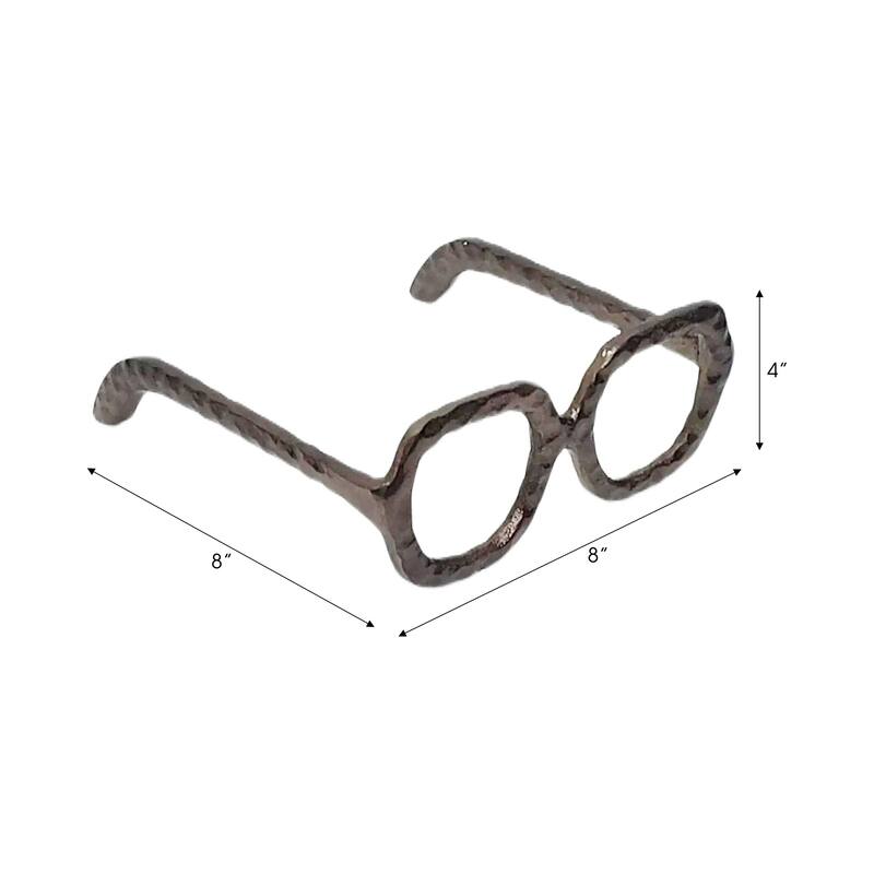 Metal Decorative Object Eyewear-Shaped Sculpture with Textured Design