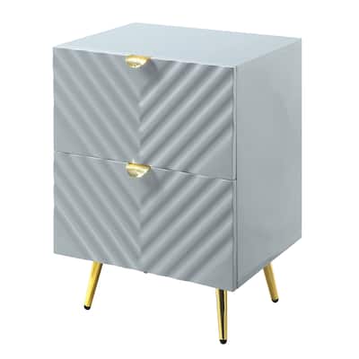 Gray Wavy Print Bedroom Furniture with Two Drawers