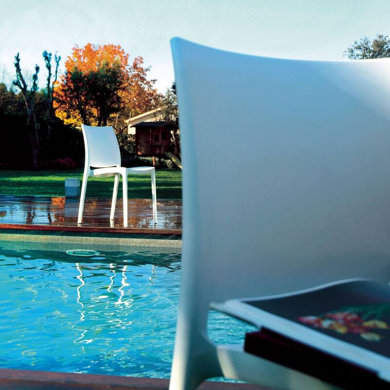 32" White Outdoor Patio Solid Dining Chair