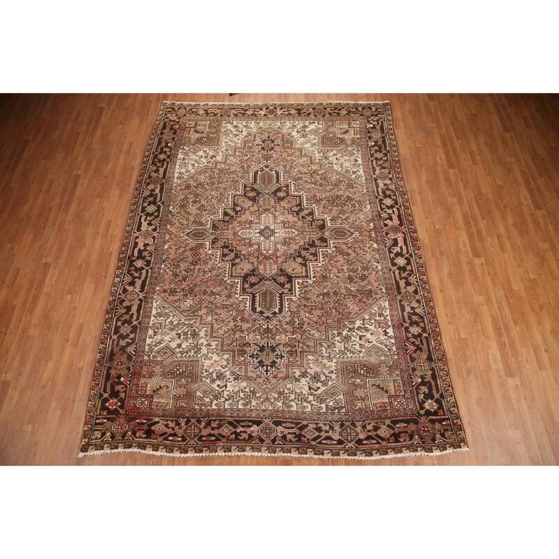 Hand Knotted Oriental 100% Wool Carpet Traditional Medallion Pink Heriz Area Rug - 11' 5'' X 8' 4''