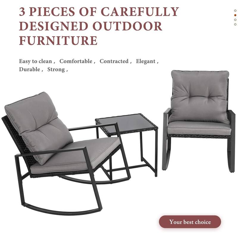 SUNCROWN Outdoor 3-piece Rocking Wicker Bistro Set