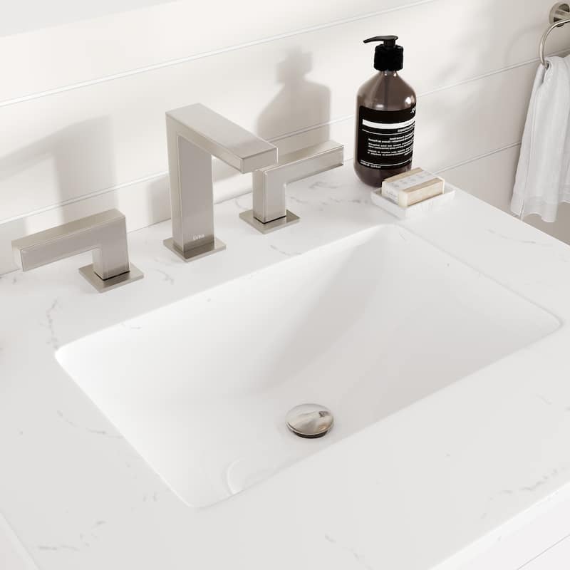Eviva Acclaim Single Sink Bath Vanity with Carrara Quartz Top and Undermount Porcelain Sink