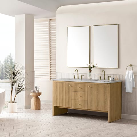 James Martin Vanities Hudson 60 Double Vanity, Light Natural Oak