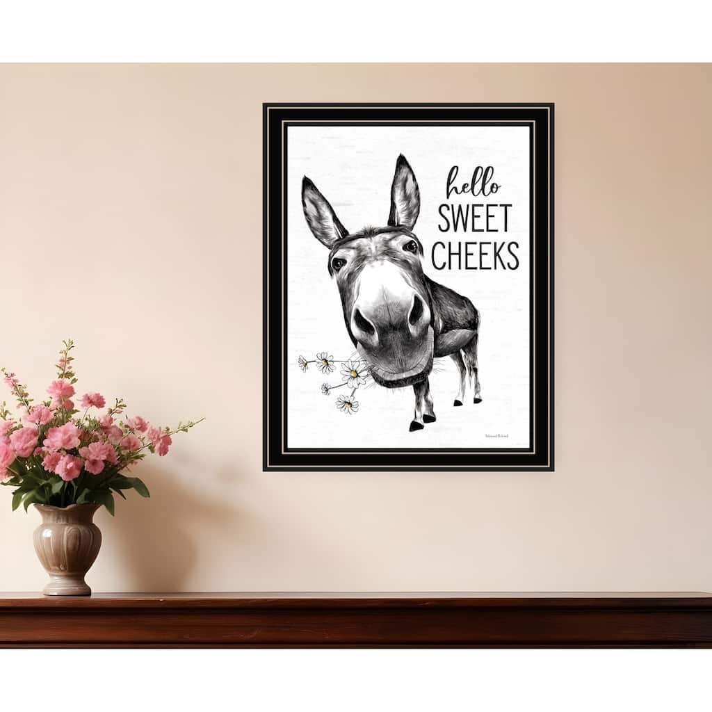 HomeRoots Hello Sweet Cheeks Donkey Black Framed Print Bathroom Wall Art