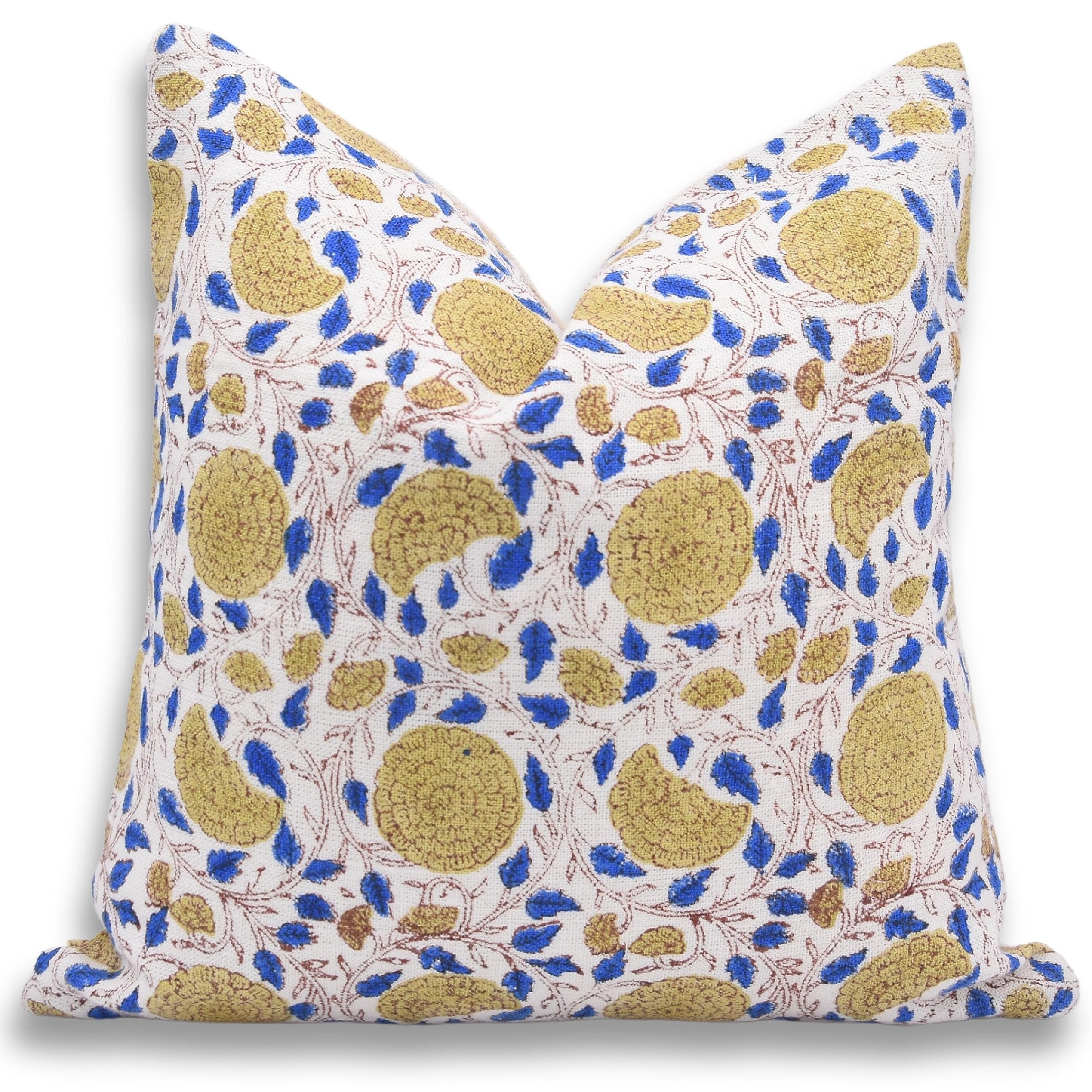 Fabdivine Thick Linen Cushion Cover Artisan Block Print Floral, Karwa Chauth