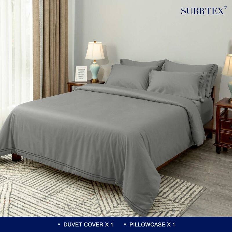 Subrtex 3Piece 1600 Thread Count Duvet Cover and Pillowcases Super