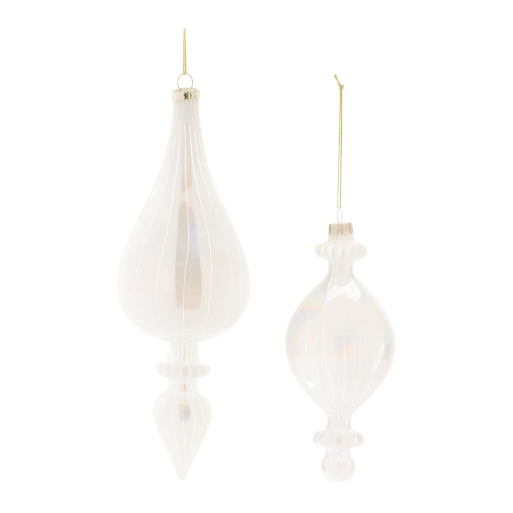 Iridescent Glass Finial Ornament (Set of 12) - N/A