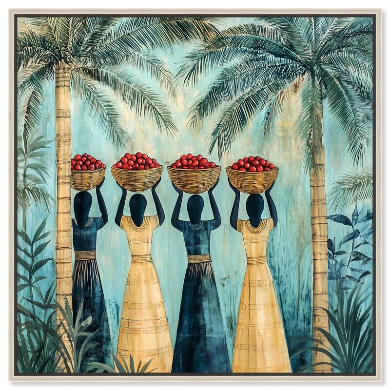 Walk Under Palms Canvas by Art Remedy - Silver - 40" x 40"