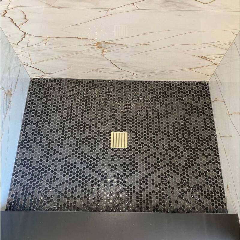 The Tile Life Eterna Penny 12x12 Black Round Glass Mosaic Floor, Wall & Backsplash Tile
