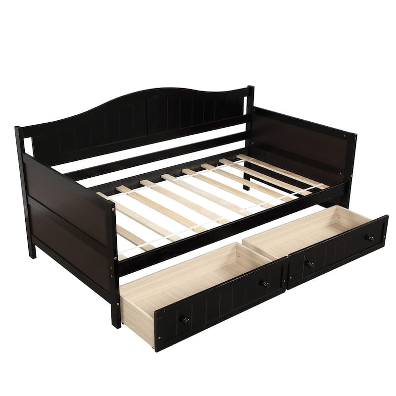 Twin Wooden Daybed with 2 drawers for Bedroom Living Room