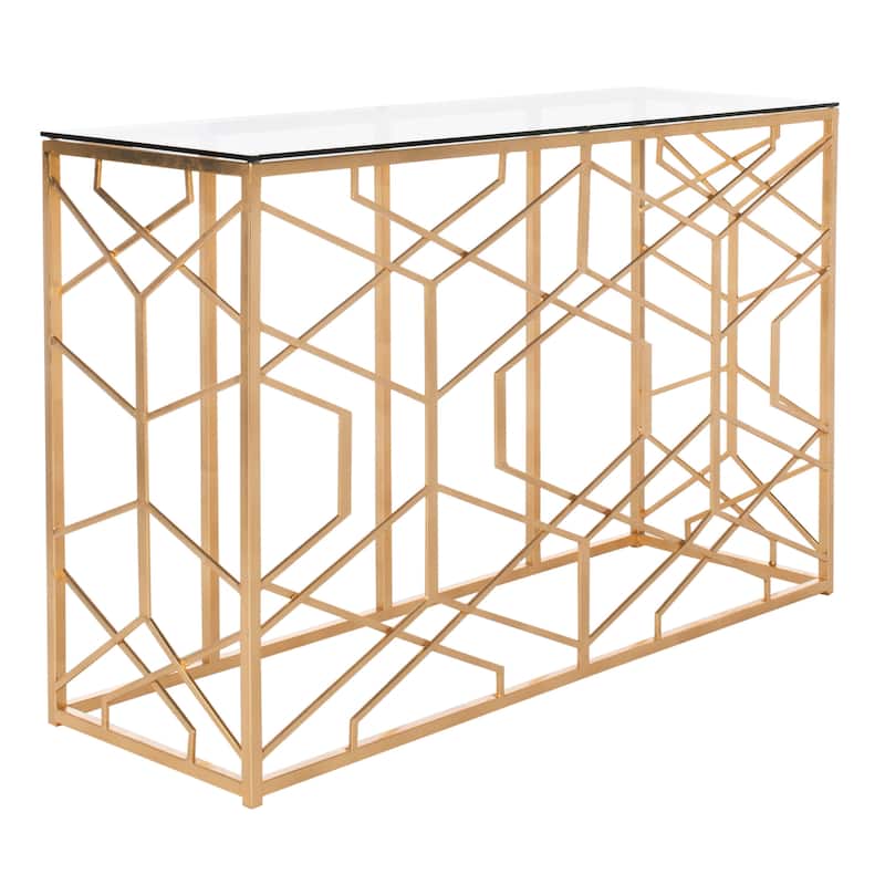 SAFAVIEH Couture Corrine Gold Leaf Console Table - 47" W x 15.5" L x 30" H - 47Wx16Dx30H