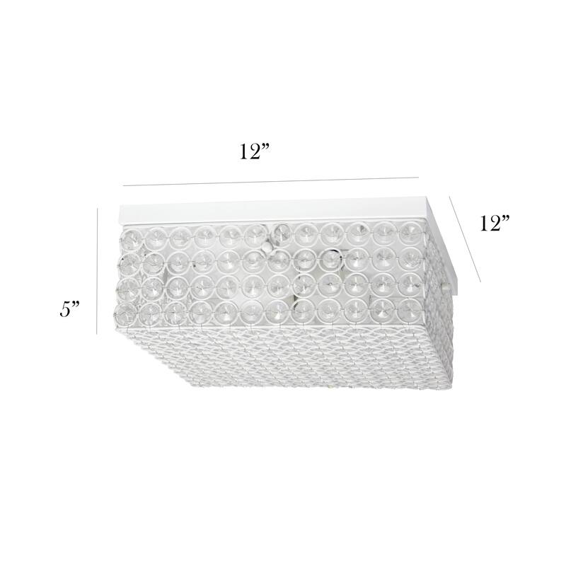 Elegant Designs 12 Inch Elipse Crystal 2 Light Square Ceiling Flush Mount - 12 x 12 x 5 in