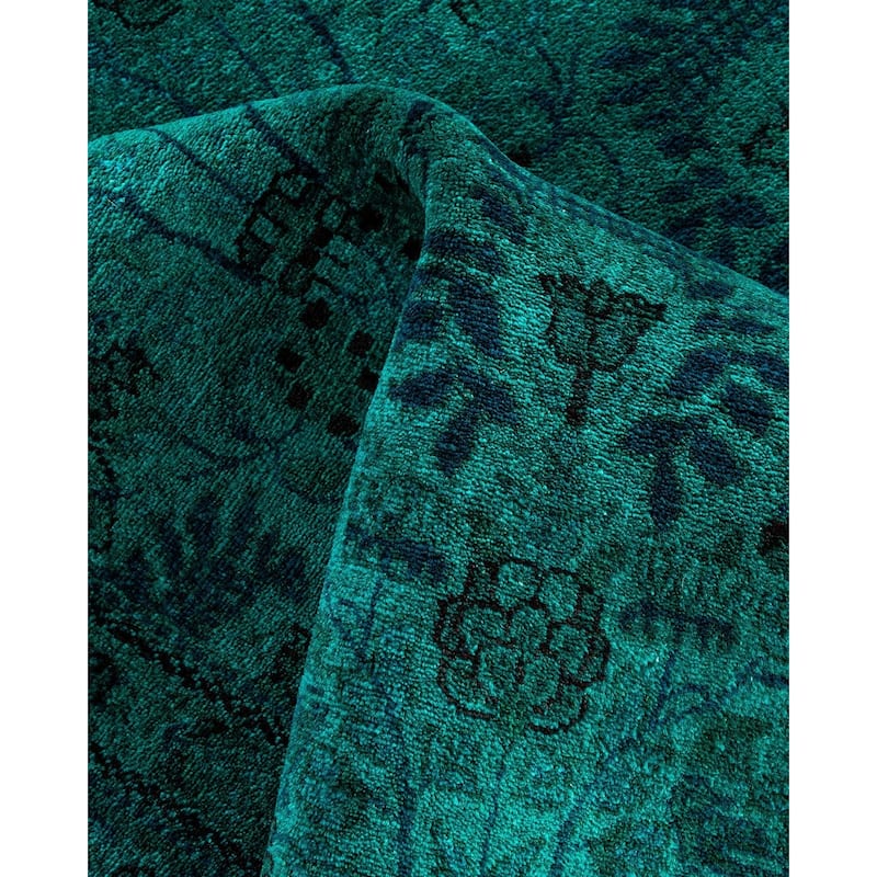 Fine Vibrance One-of-a-Kind Hand-Knotted Area Rug - Green, 6' 1" x 8' 7" - 6' 1" x 8' 7"
